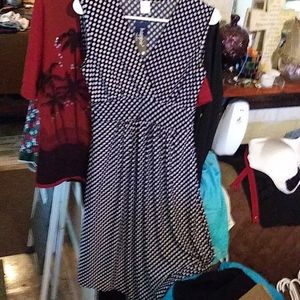 NWT XL Happie 2 black white polka dot Dress(bA2)